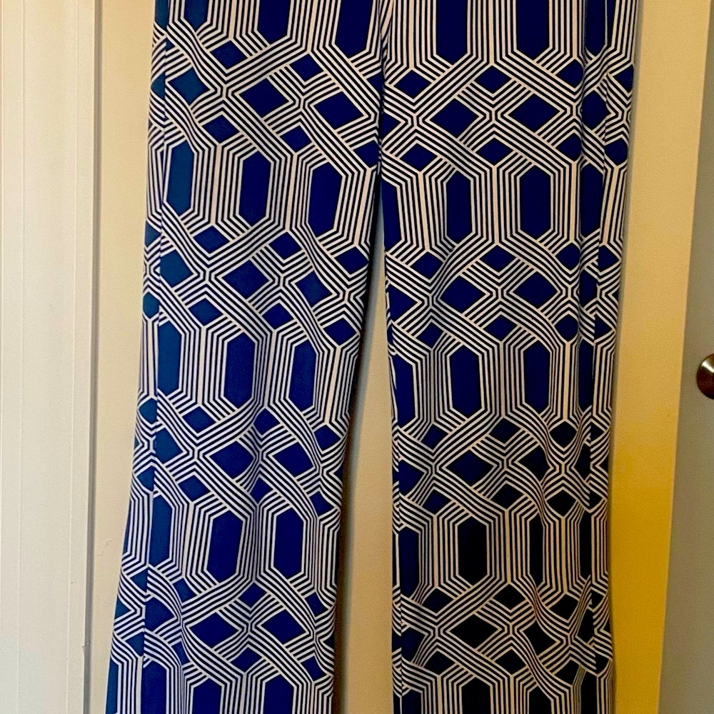 jMcLaughlin Carmel pants in blue & white bold print size xs